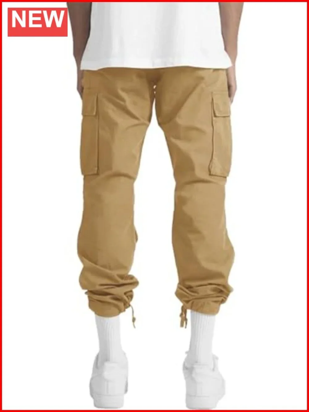 Mens Joggers Pants Drawstring Chino Cargo Straight Leg Hiking